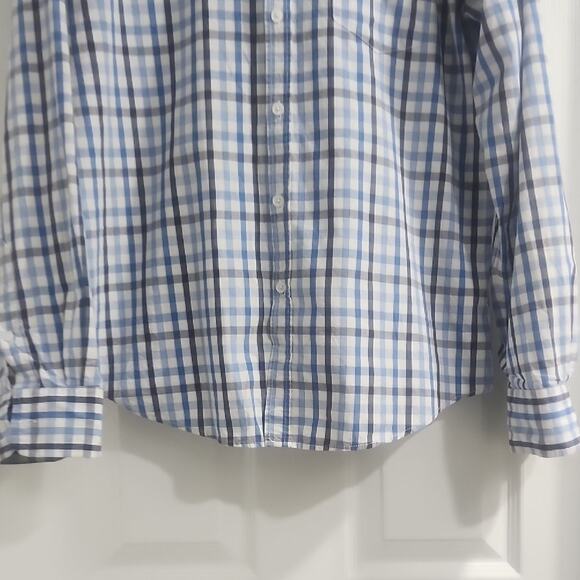 Classic Blue and White Plaid Men's Shirt - Picture 6 of 13